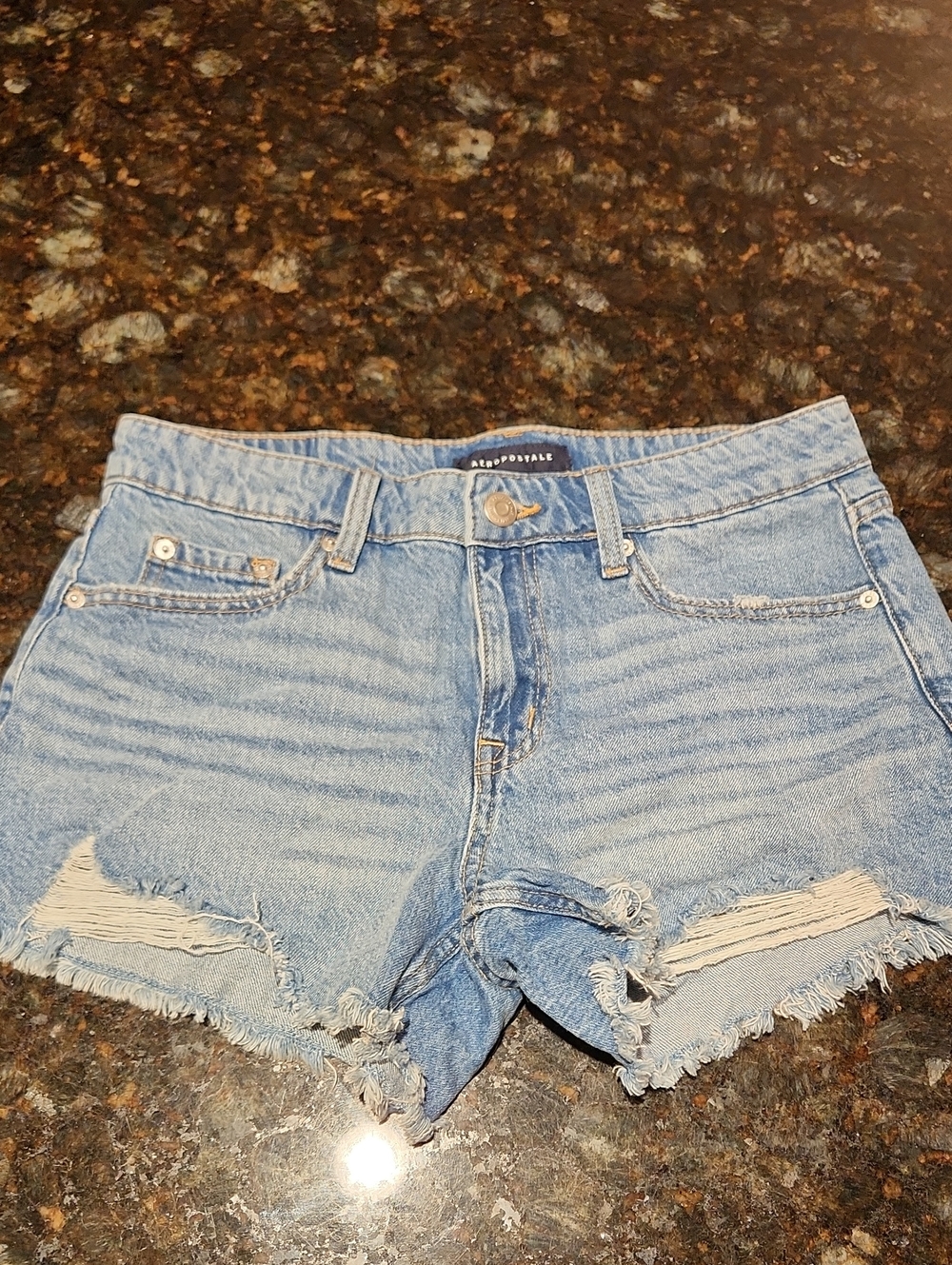 Aeropostale Light Blue Distressed Denim Cutoff Shorts